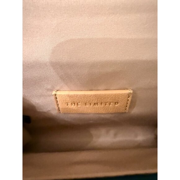 The Limited Blue Teal Velvet Bow Shoulder Purse Bag Dress Party Gold Chain Strap - Picture 5 of 6